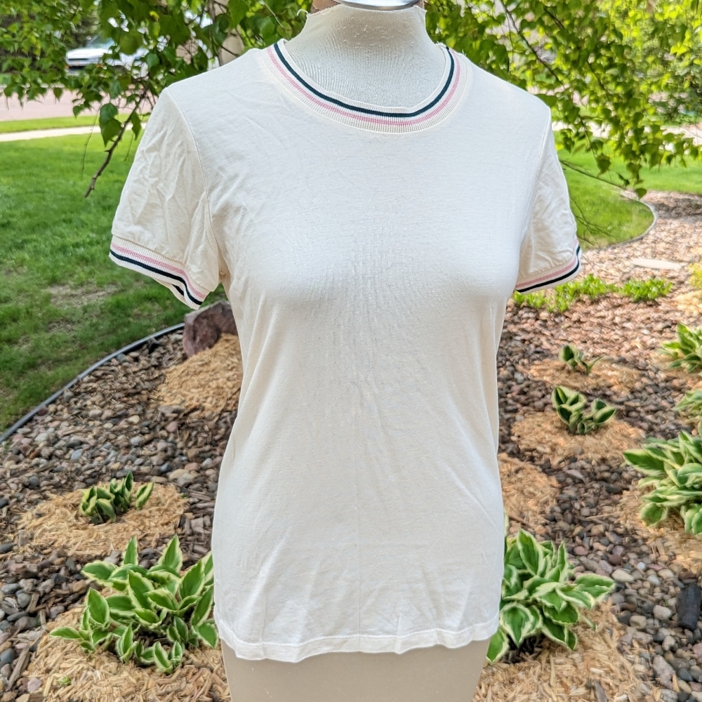 ANTHROPOLOGIE stateside ringer tee M L